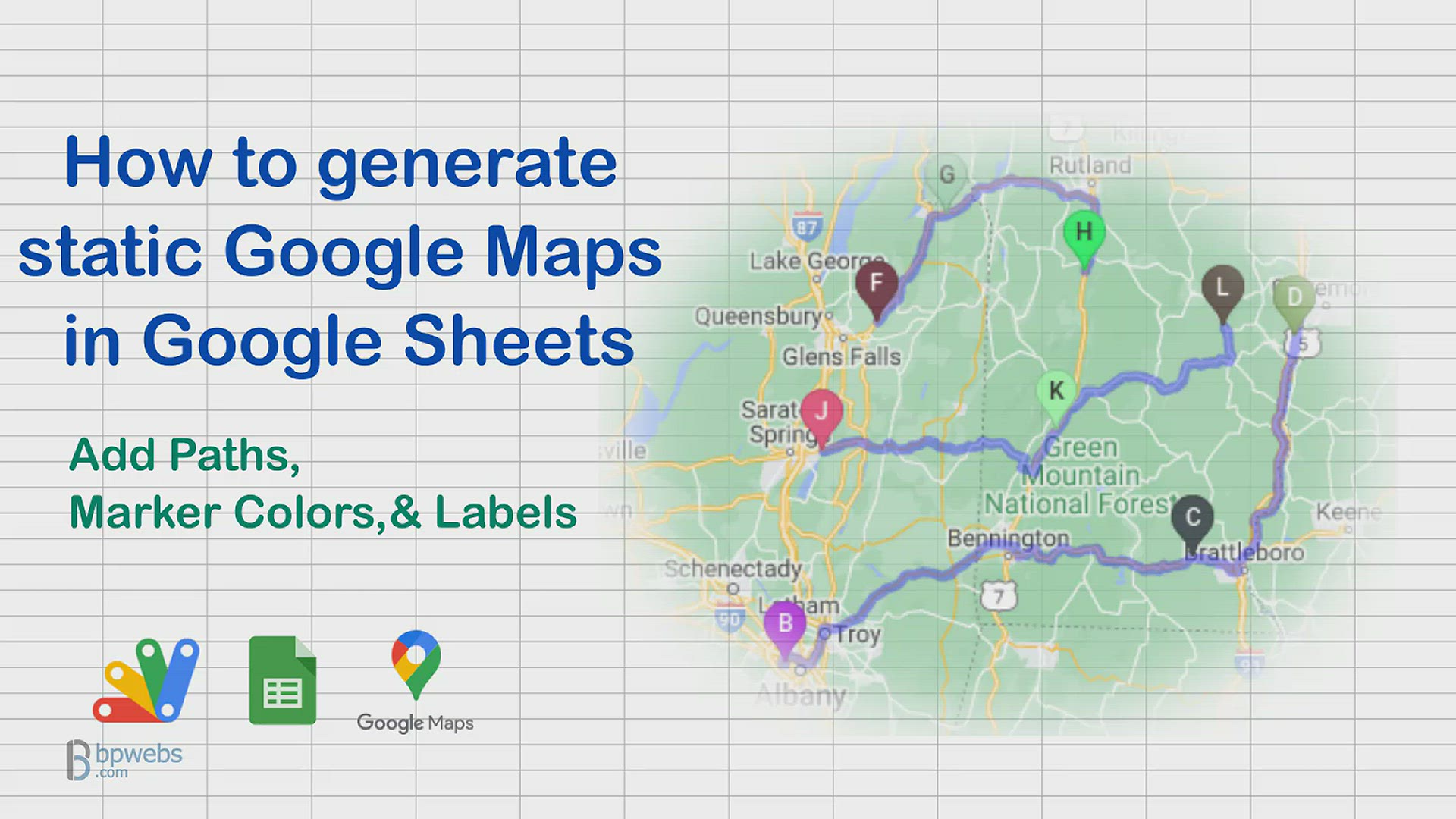 'Video thumbnail for How to generate static Google Maps in Google Sheets - Add paths between points'