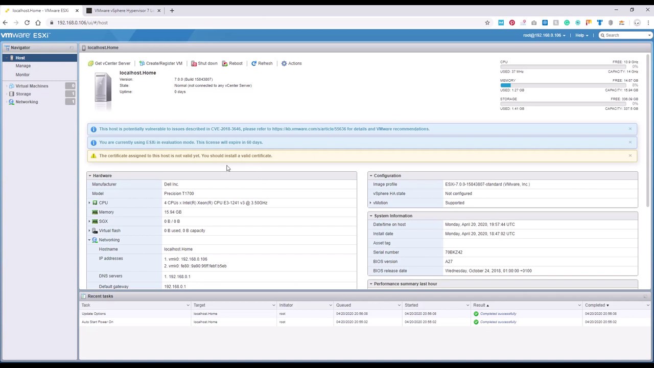 Video thumbnail for VMWare ESXi Hypervisor 7 Serial Number Activation