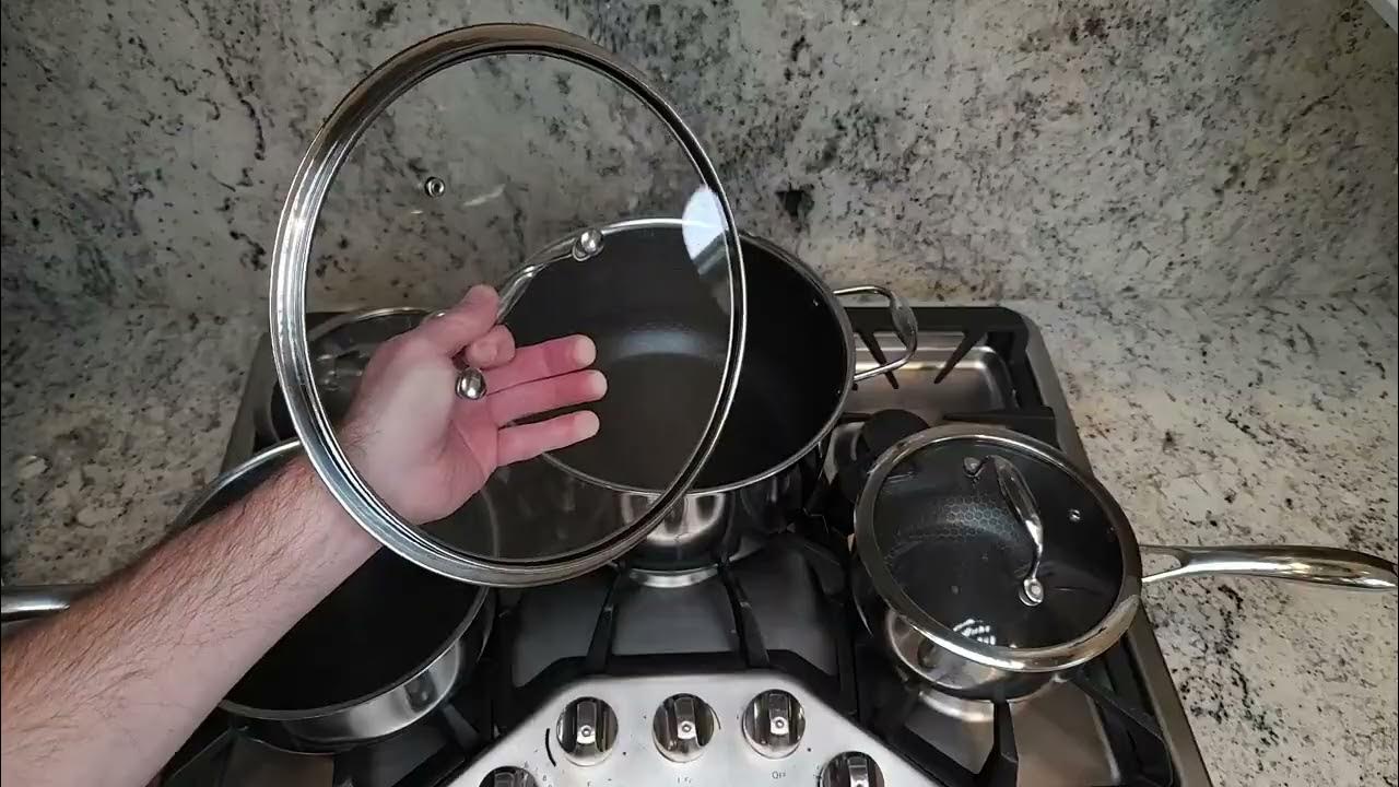Video thumbnail for HexClad Hybrid Nonstick Cookware Wiped Clean In Seconds Demo Review