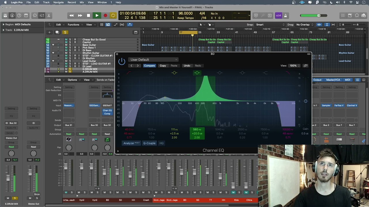 'Video thumbnail for EQing Kick Drum in Logic Pro X - MIX and MASTER IT Yourself!'