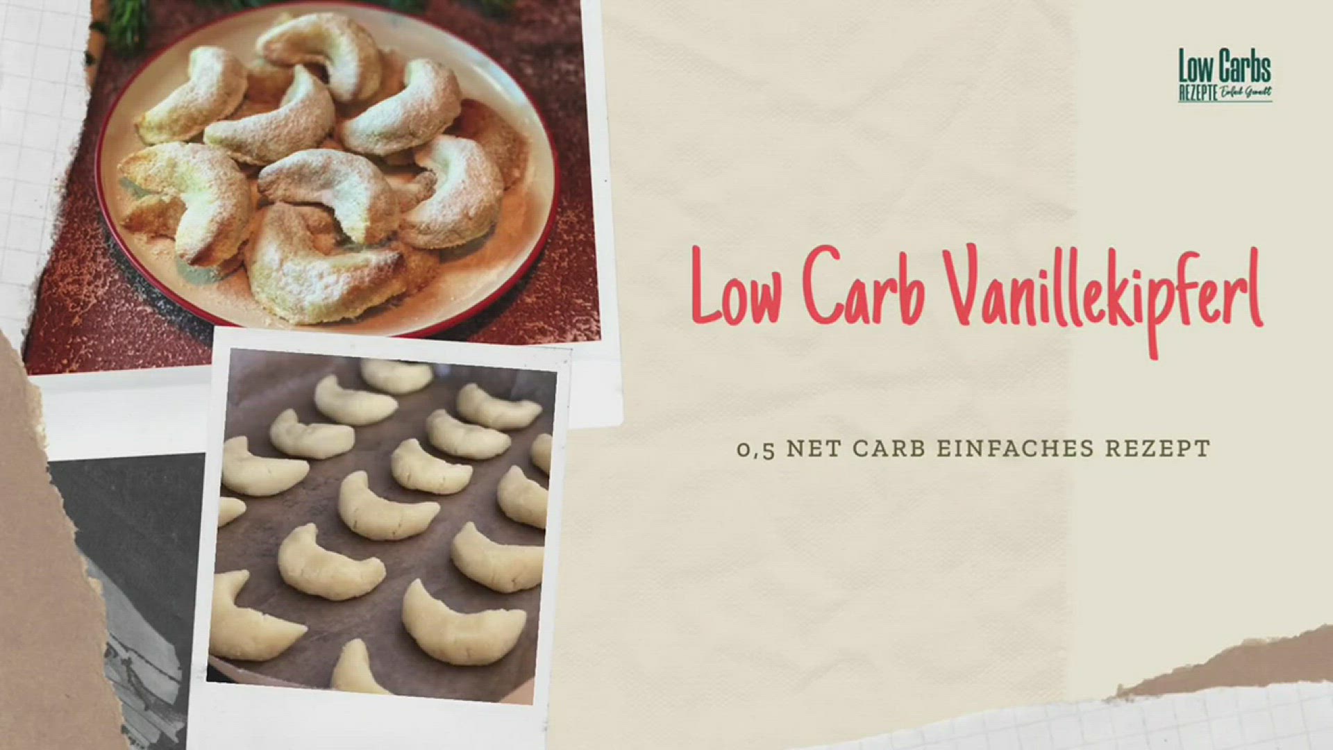 Video thumbnail for 0,5 Net Carb Vanillekipferl Rezept einfach – Low Carb zuckerfrei KALORIENARME Weihnachtsplätzchen