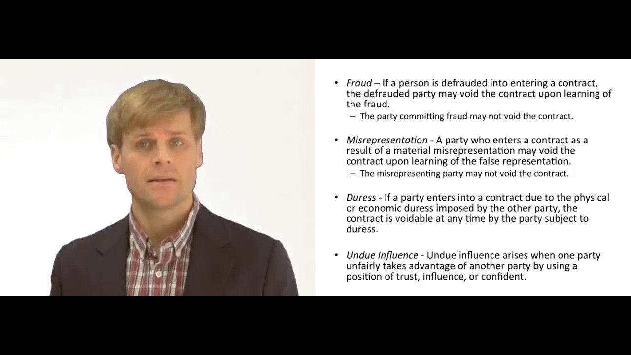 'Video thumbnail for Situations Giving Rise to a Voidable Contract'