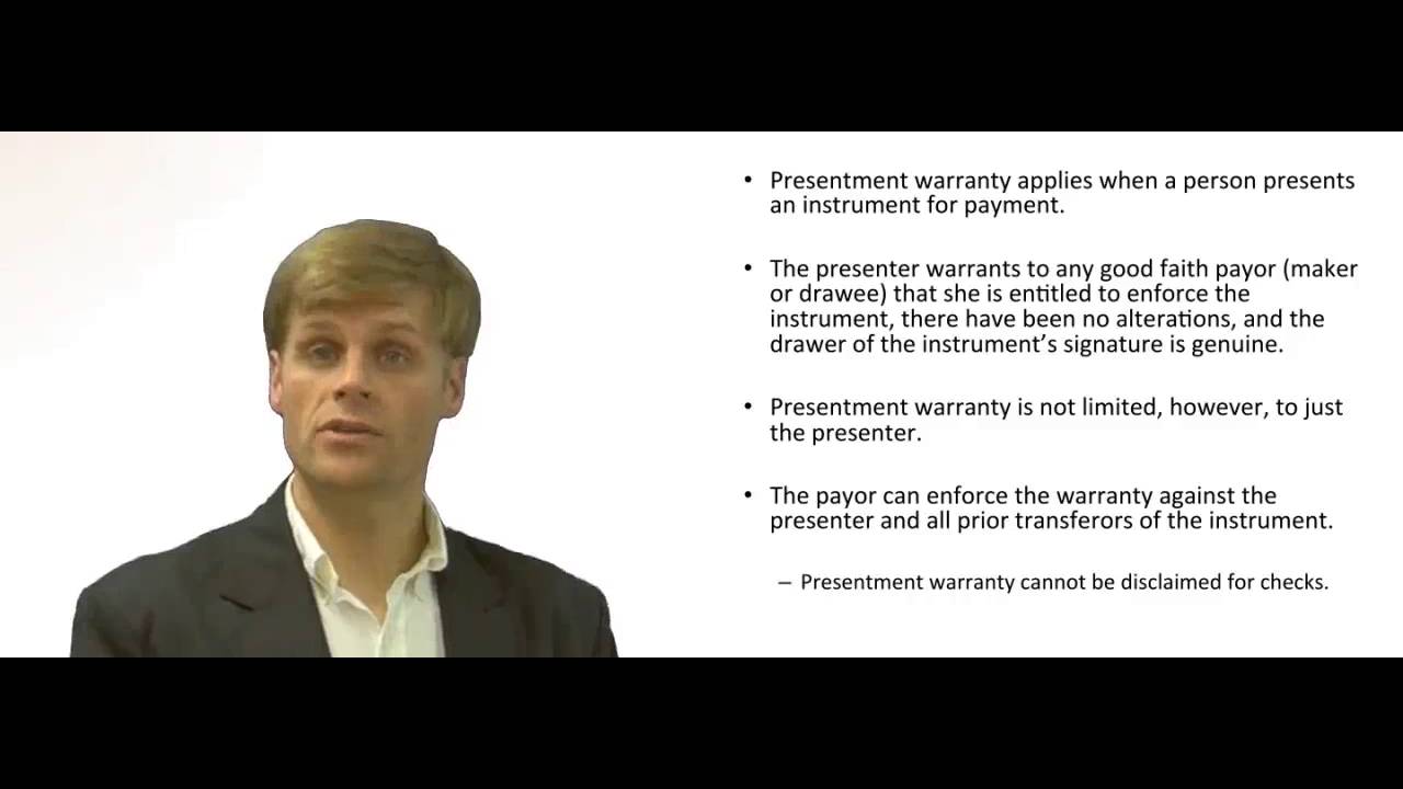 'Video thumbnail for Presentment Warranty of a Negotiable Instrument'