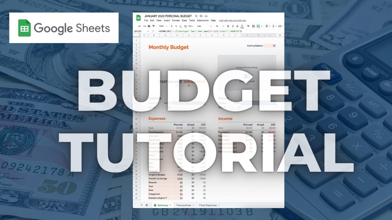 Video thumbnail for The Ultimate Google Sheets Budget Template Tutorial for Beginners!