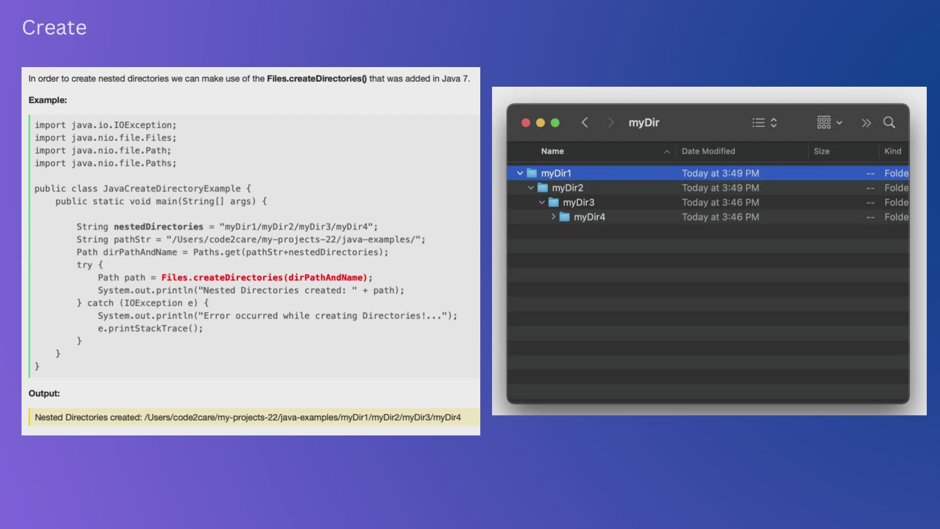 'Video thumbnail for Create Nested Directories using Java Code'