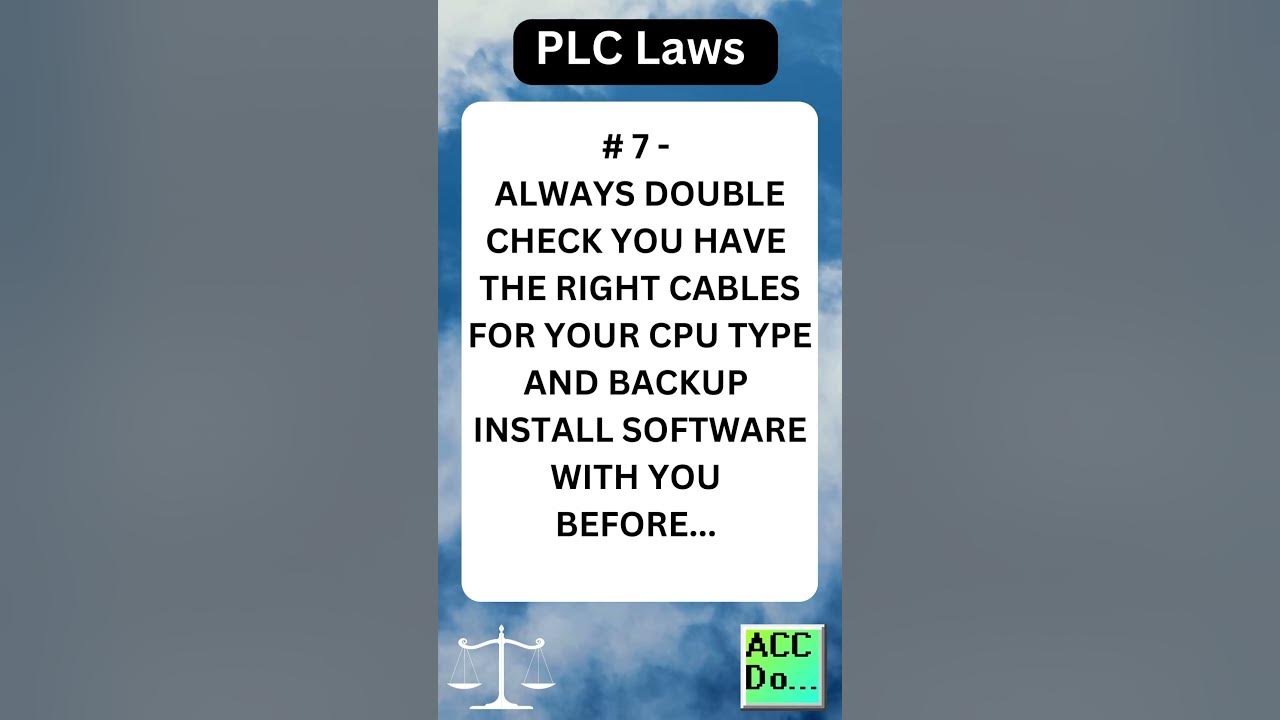 'Video thumbnail for PLC Laws #7 - ALWAYS DOUBLE CHECK YOU HAVE THE RIGHT CABLES'