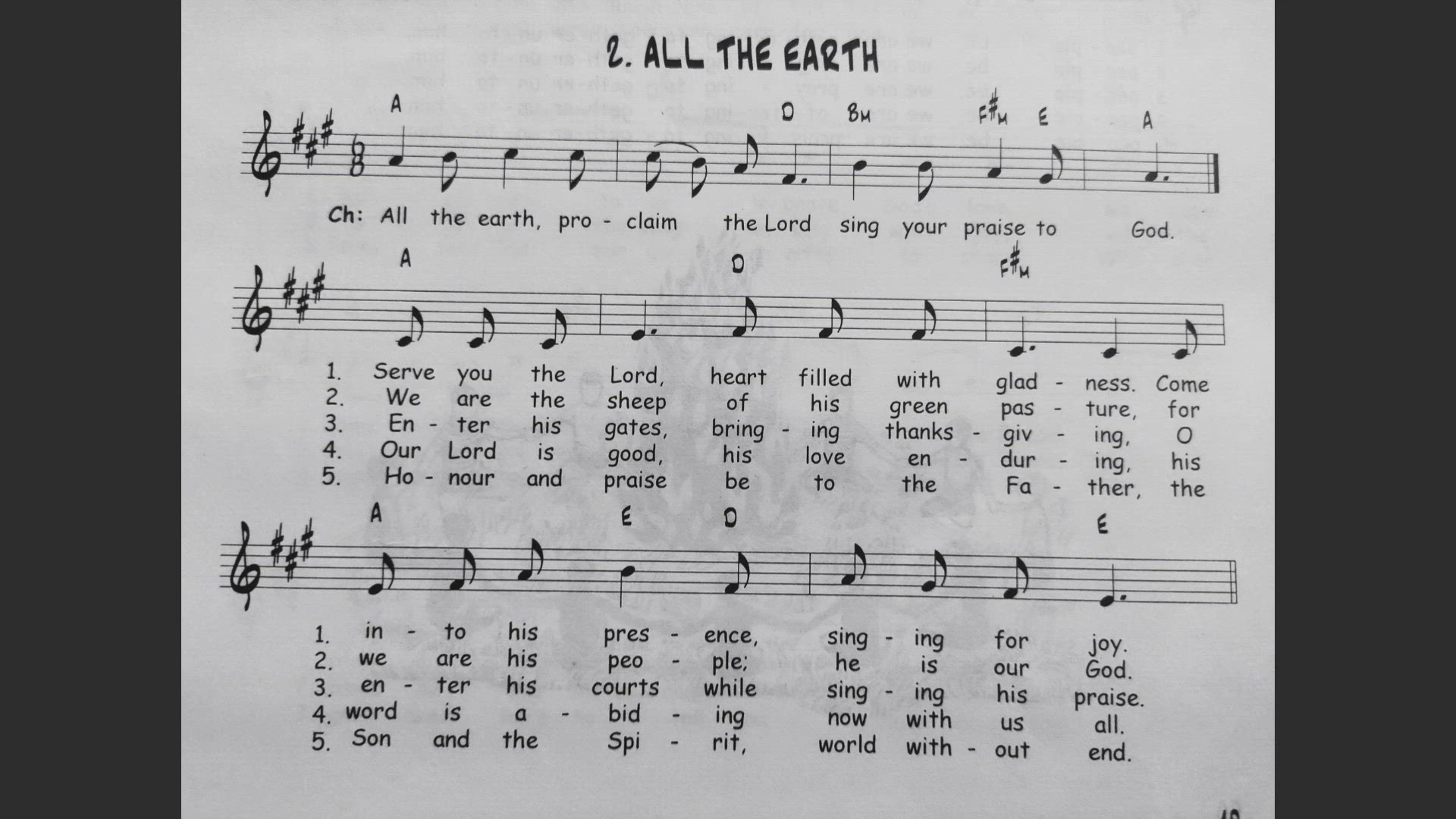 'Video thumbnail for All the earth proclaim the Lord- Catholic Mass Song Sheet Music'