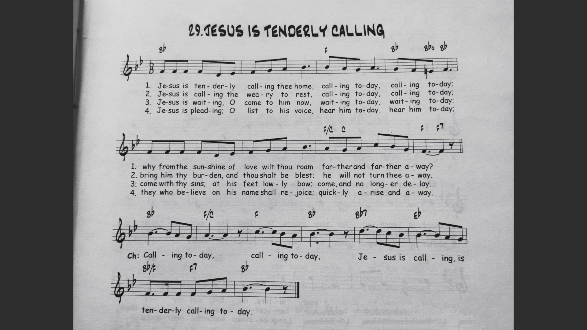 'Video thumbnail for Jesus is Tenderly Calling - Catholic Mass Song Sheet Music'
