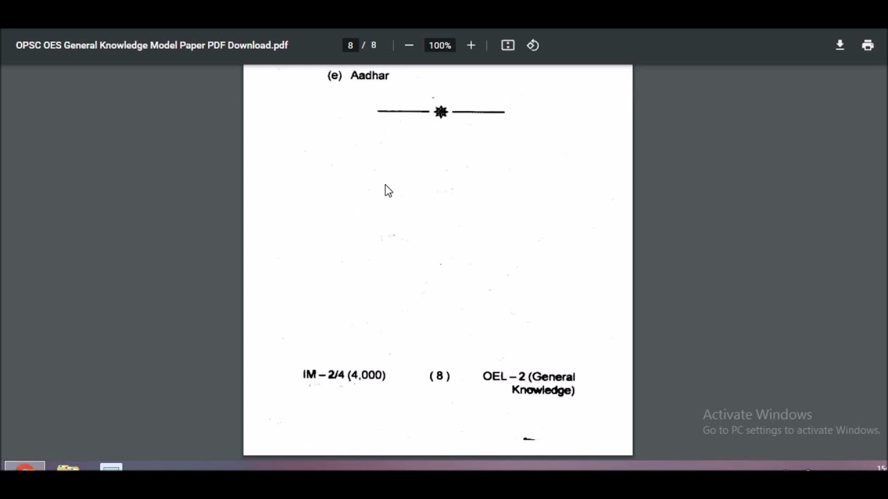 'Video thumbnail for OES Previous Year Questions Paper PDF Download'