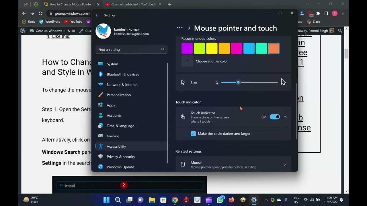 'Video thumbnail for Change Mouse Pointer (Cursor) Color and Size in Windows 11'