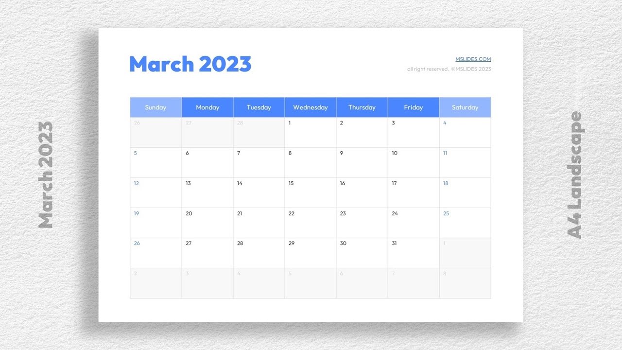 'Video thumbnail for Blank March 2023 Calendar Template Free Download'