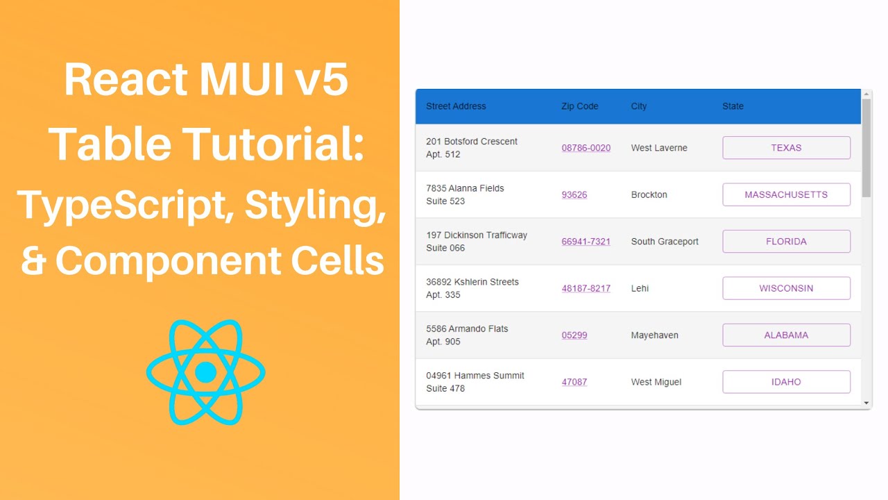 Video thumbnail for React MUI v5 Table Tutorial: TypeScript, Styling, and Component Cells
