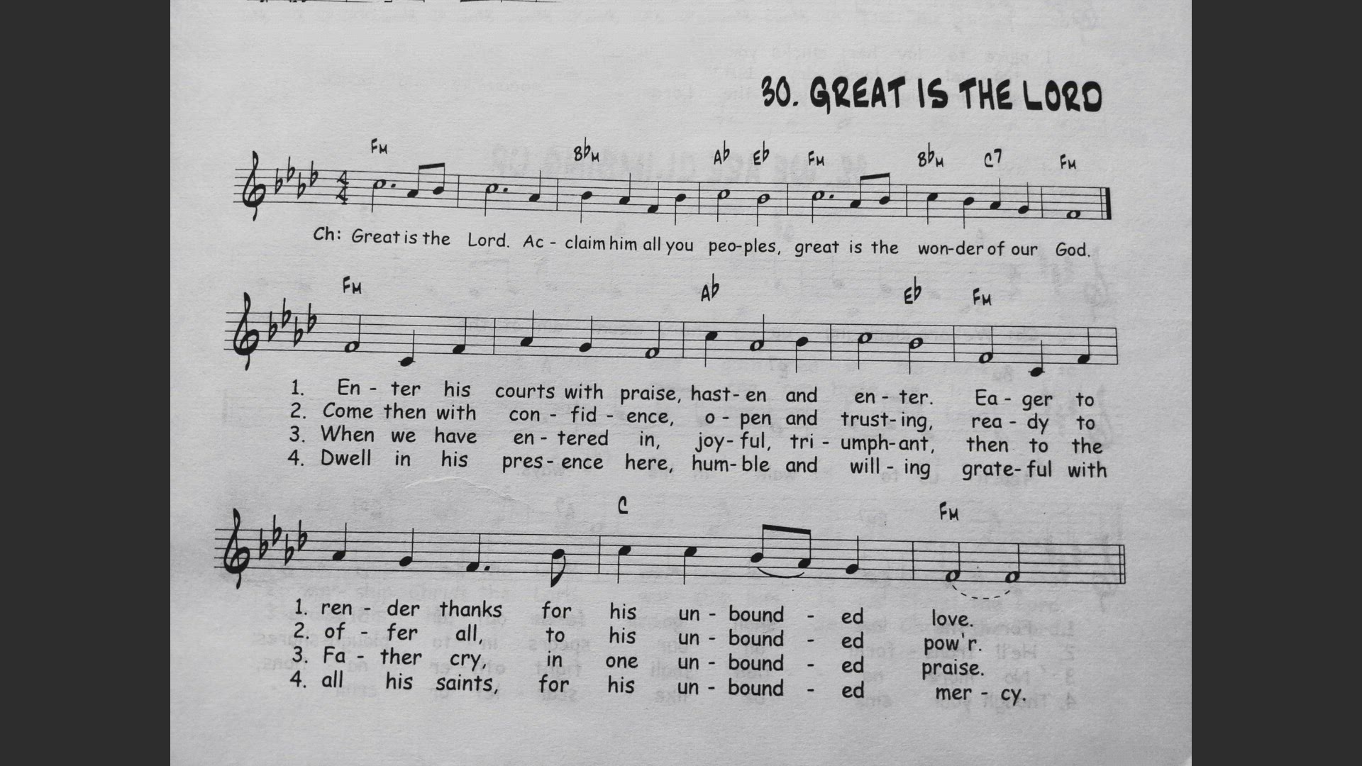 'Video thumbnail for Great is the Lord - Catholic Mass Song Sheet Music'