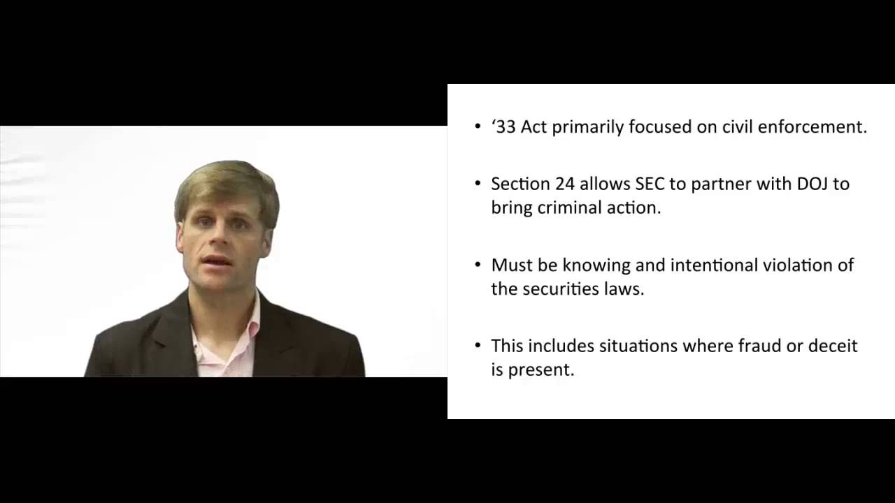 'Video thumbnail for Criminal Liability Under the 1933 Act'