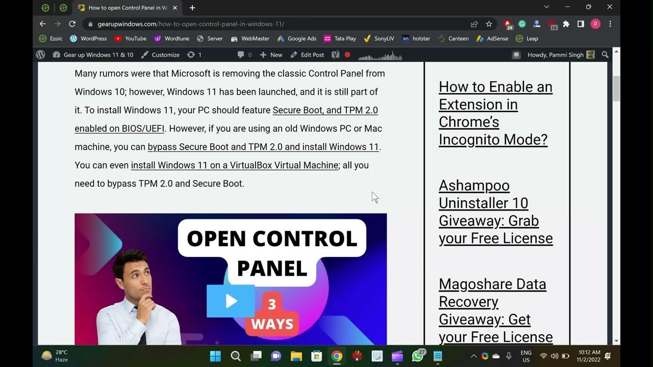 'Video thumbnail for 3 Ways to open Control Panel in Windows 11'