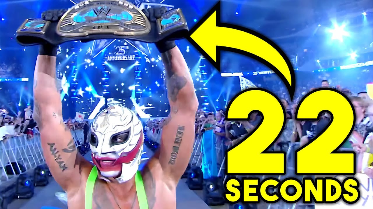 Video thumbnail for 10 SHORTEST WWE WrestleMania Matches Ever