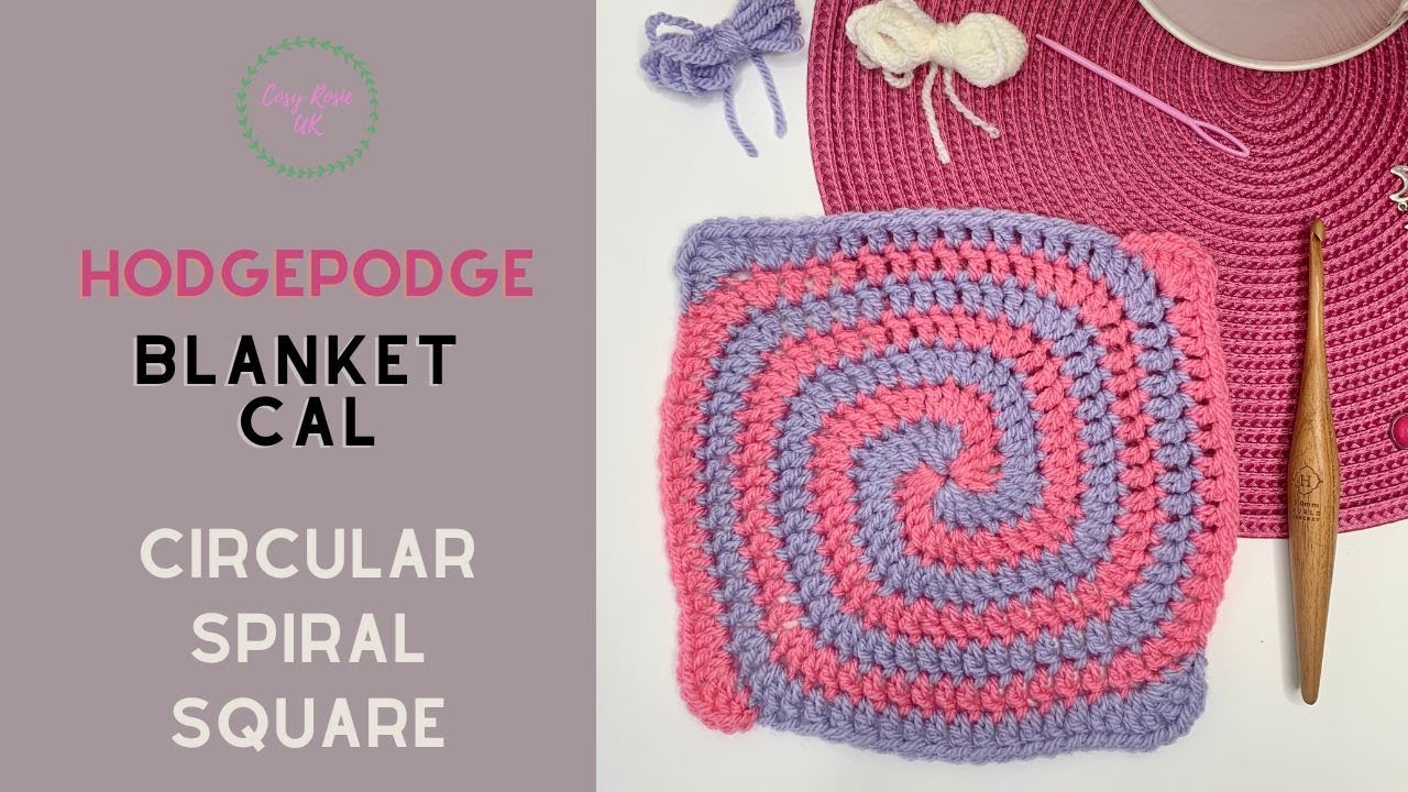 Video thumbnail for Circular Spiral Granny Square | Hodgepodge Blanket CAL