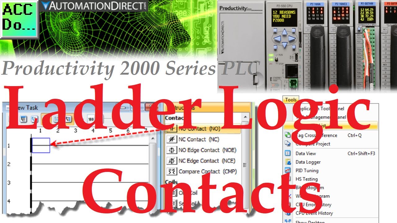 'Video thumbnail for Productivity 2000 PLC Ladder Logic Contacts'