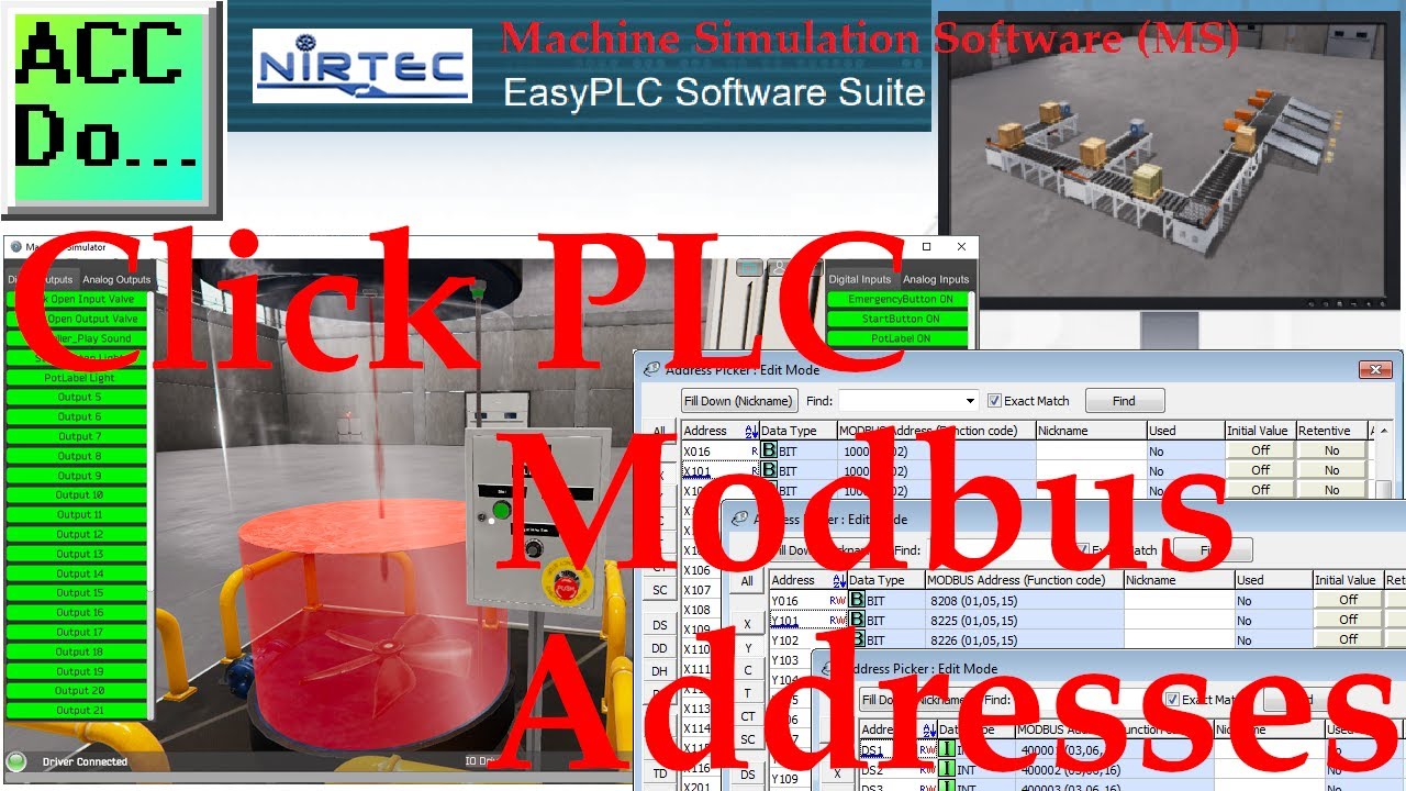 'Video thumbnail for Machines Simulator (MS) Click PLC Modbus Addresses'