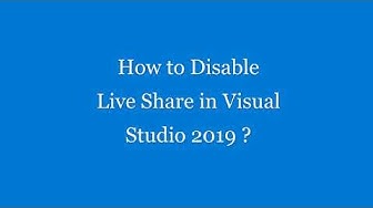Video thumbnail for Visual Studio Tip #2 - How to disable Live Share in Visual Studio 2019 ?