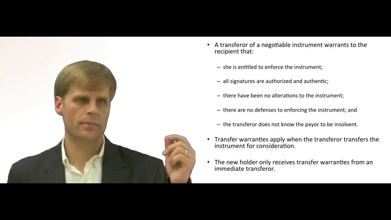 'Video thumbnail for Transfer Warranty of Negotiable Instrument'