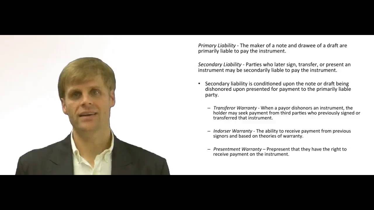 'Video thumbnail for Liability for Warranties of Negotiable Instrument'