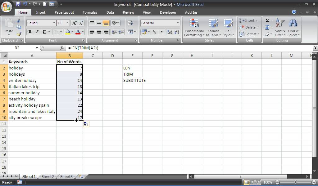 Video thumbnail for Count How Many Words are in a Cell in Excel