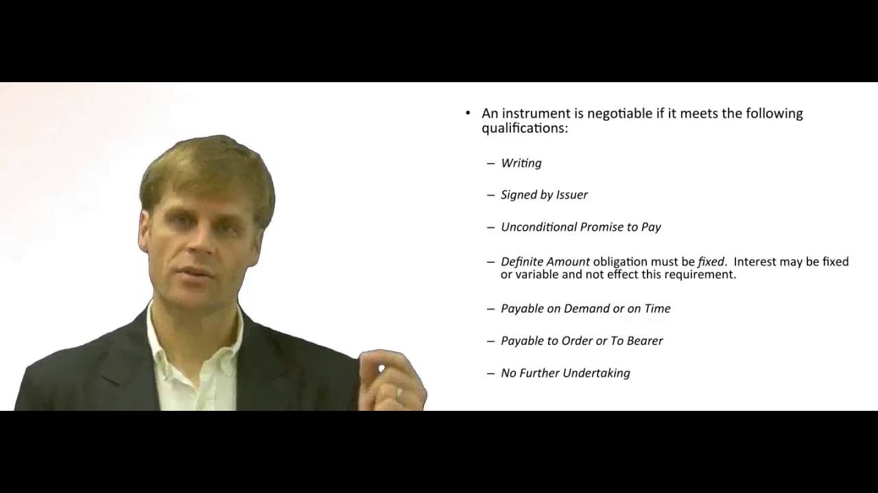 'Video thumbnail for Requirements for Commercial Paper to be Negotiable'