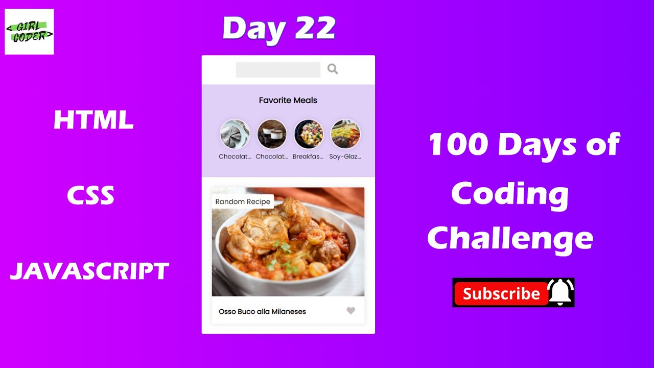 Video thumbnail for Day 22 in the Journey of 100 days of coding challenge | Recipe App Series 8