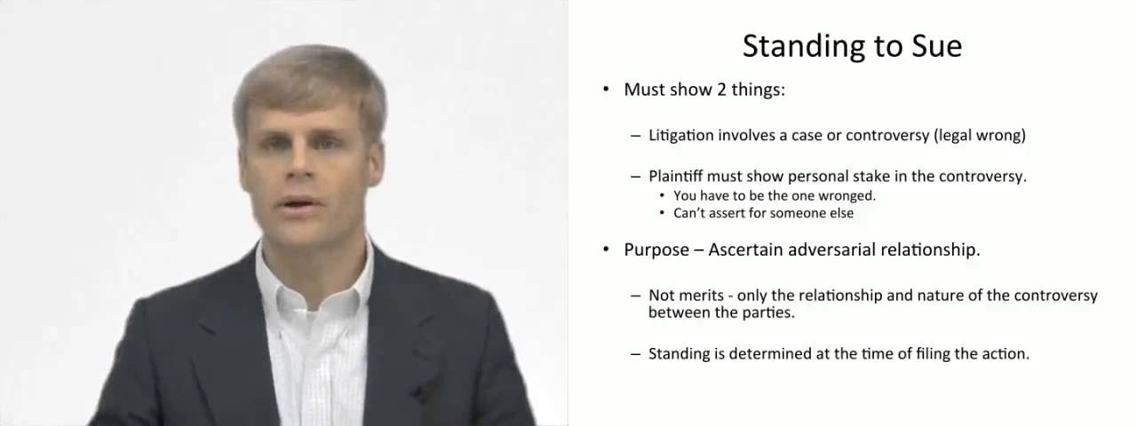 'Video thumbnail for Standing to Sue'