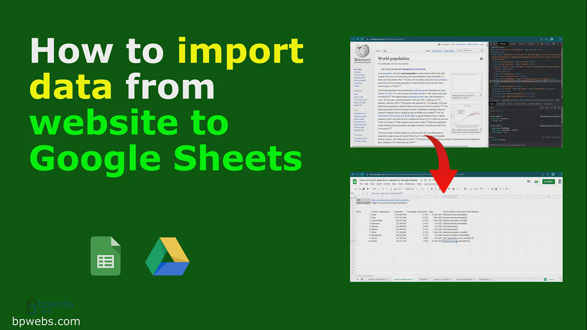 'Video thumbnail for How to import data from websites to Google Sheets'