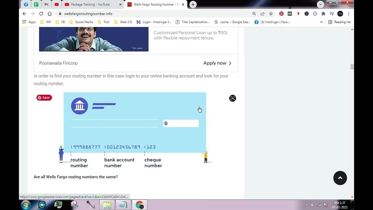 Video thumbnail for What is Routing Number Wells Fargo - How To Find Routing Number of Wells Fargo on Website |