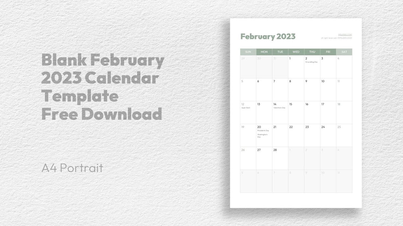 'Video thumbnail for Blank February 2023 Calendar Template Free Download'