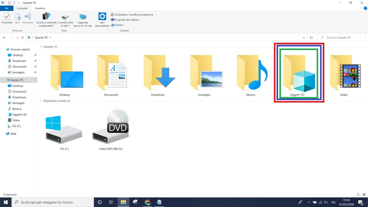 Video thumbnail for Come rimuovere la cartella Oggetti 3D in Windows 10