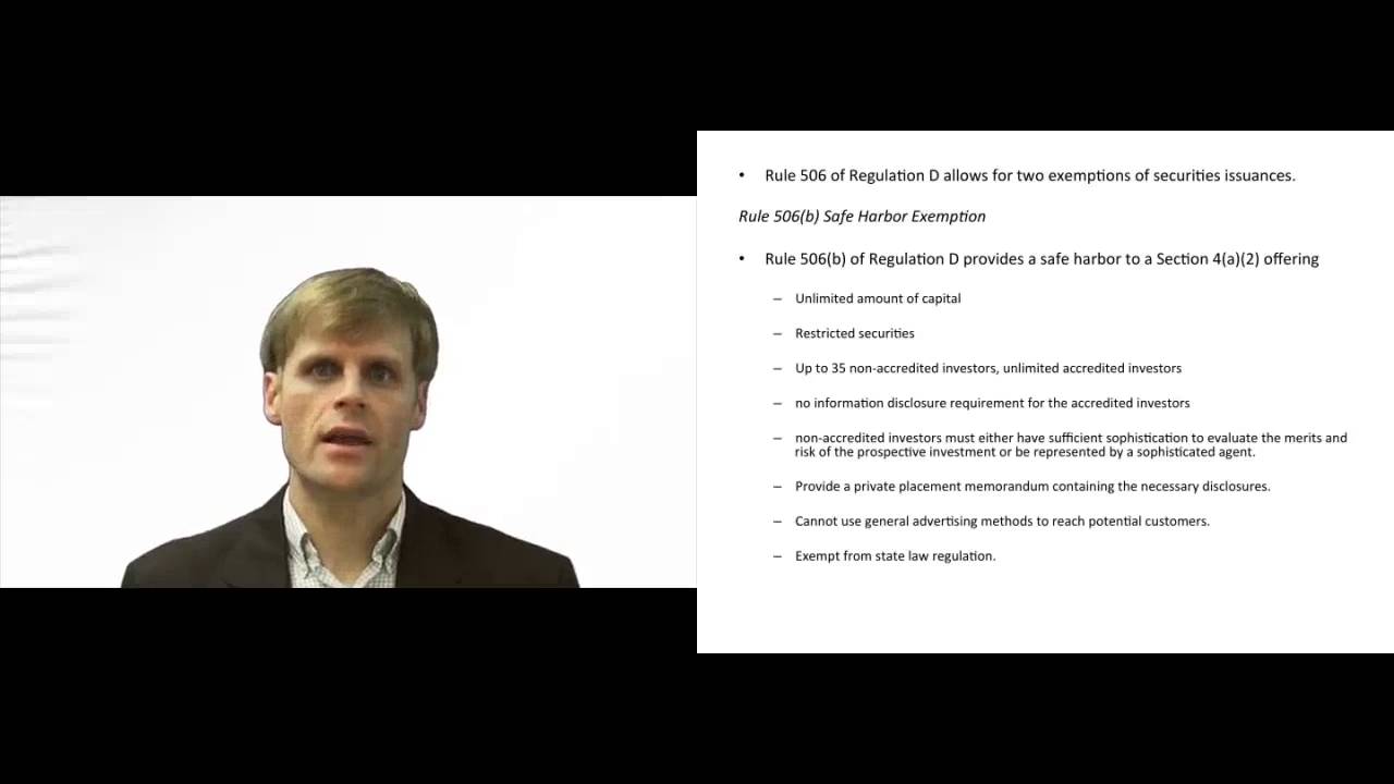 'Video thumbnail for Rule 506b - Securities Exemption'