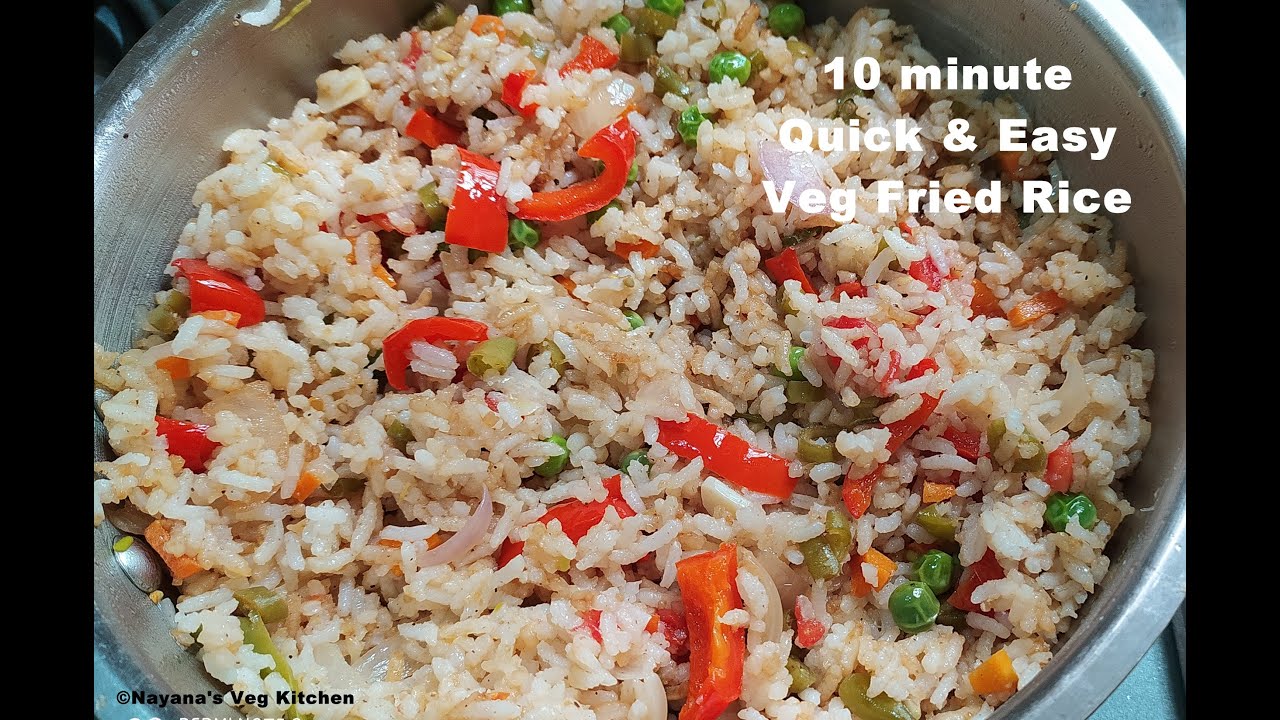'Video thumbnail for 10 minute quick & easy Veg Fried Rice recipe without soya sauce.वेज फ्राइड राइस Nayana's veg kitchen'