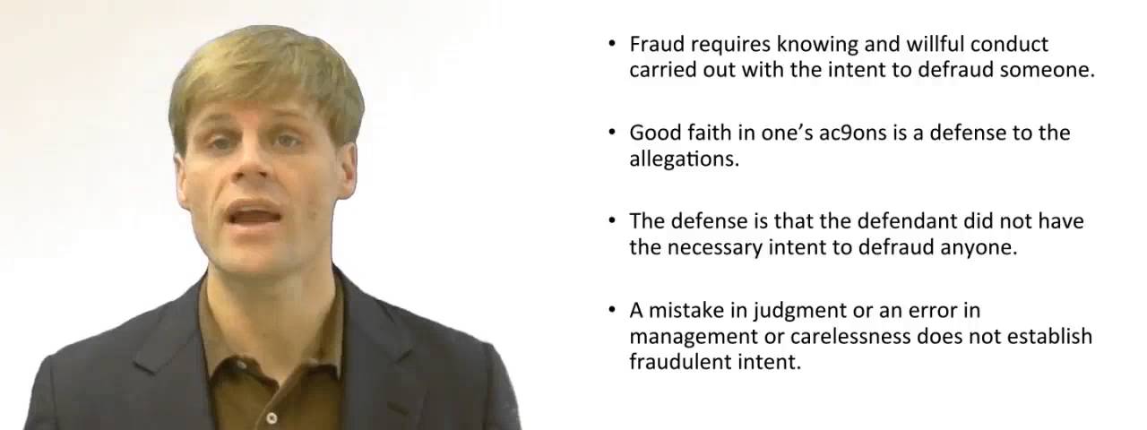 'Video thumbnail for Good Faith as a Defense to a Charge of Fraud'