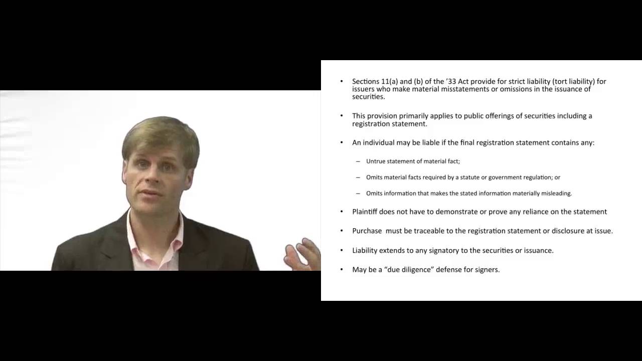'Video thumbnail for Civil Liability Under Section 11 of the 1933 Act'