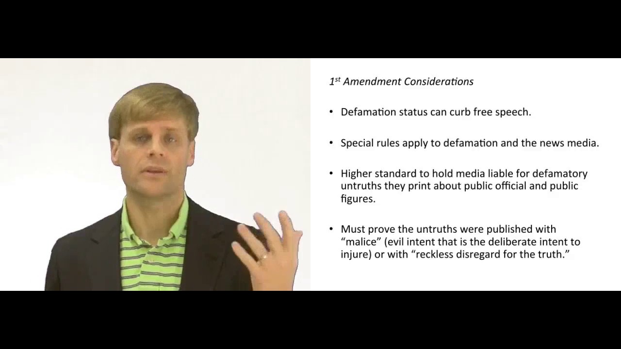 'Video thumbnail for Defamation and 1st Amendment Considerations'