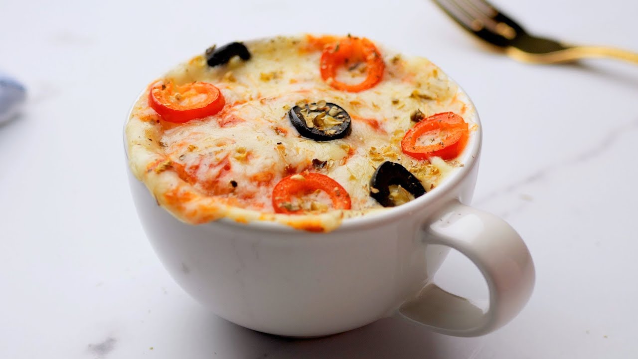 Video thumbnail for 1 Minute Mug Pizza In Microwave