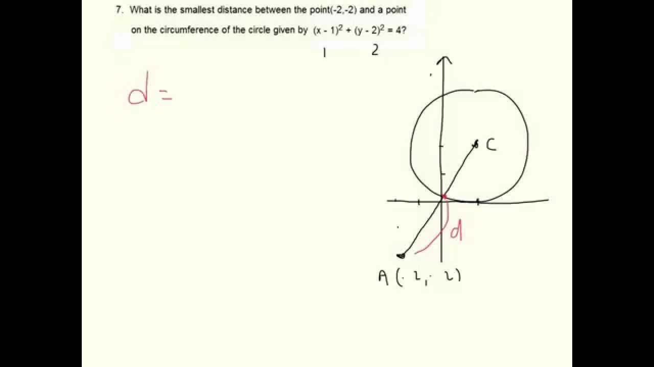 'Video thumbnail for Smallest distance from point to a circle'