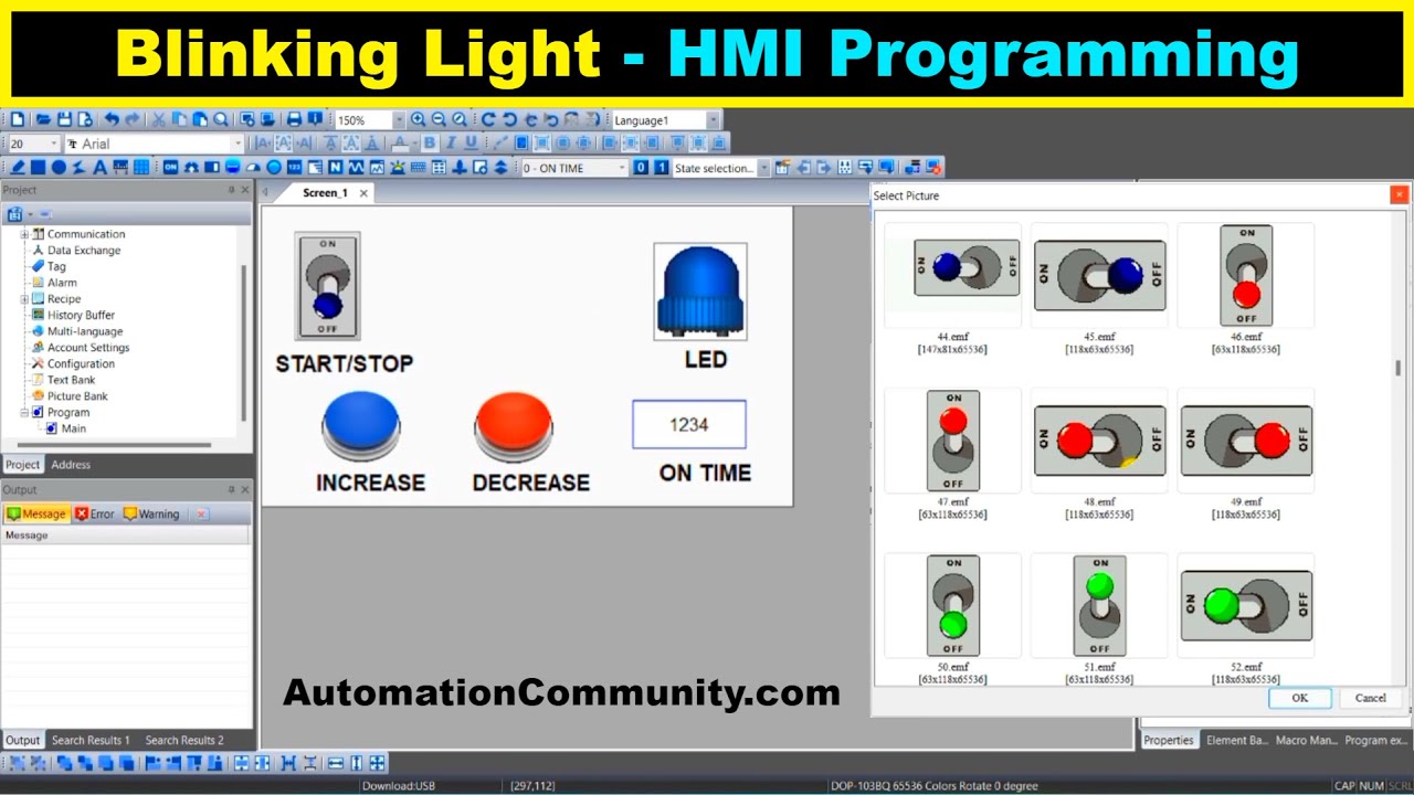 'Video thumbnail for PLC HMI Programming and Simulation of Blinking Light Logic'