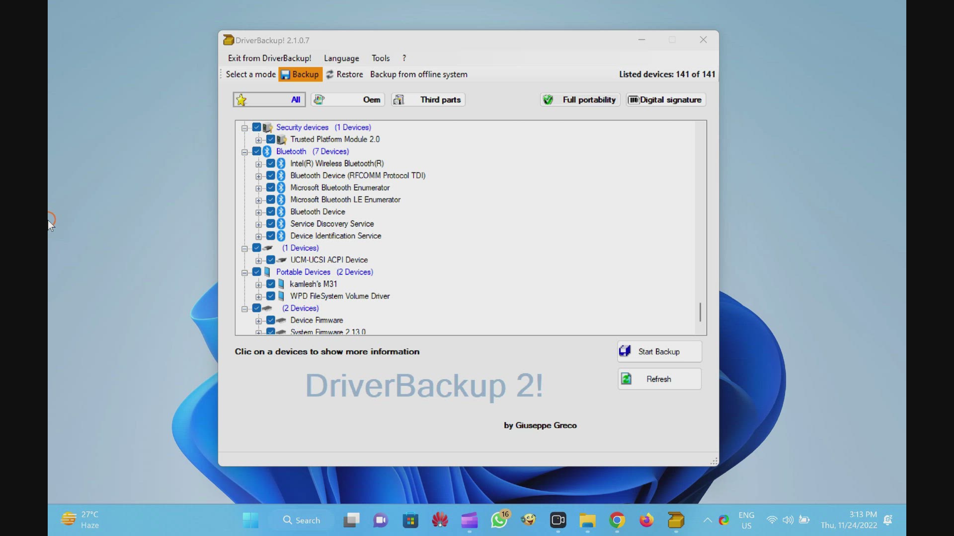 'Video thumbnail for Backup Drivers of Windows 11/10 PC using DriverBackup Portable Software'