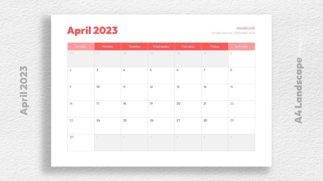 'Video thumbnail for Blank April 2023 Calendar Free Download'
