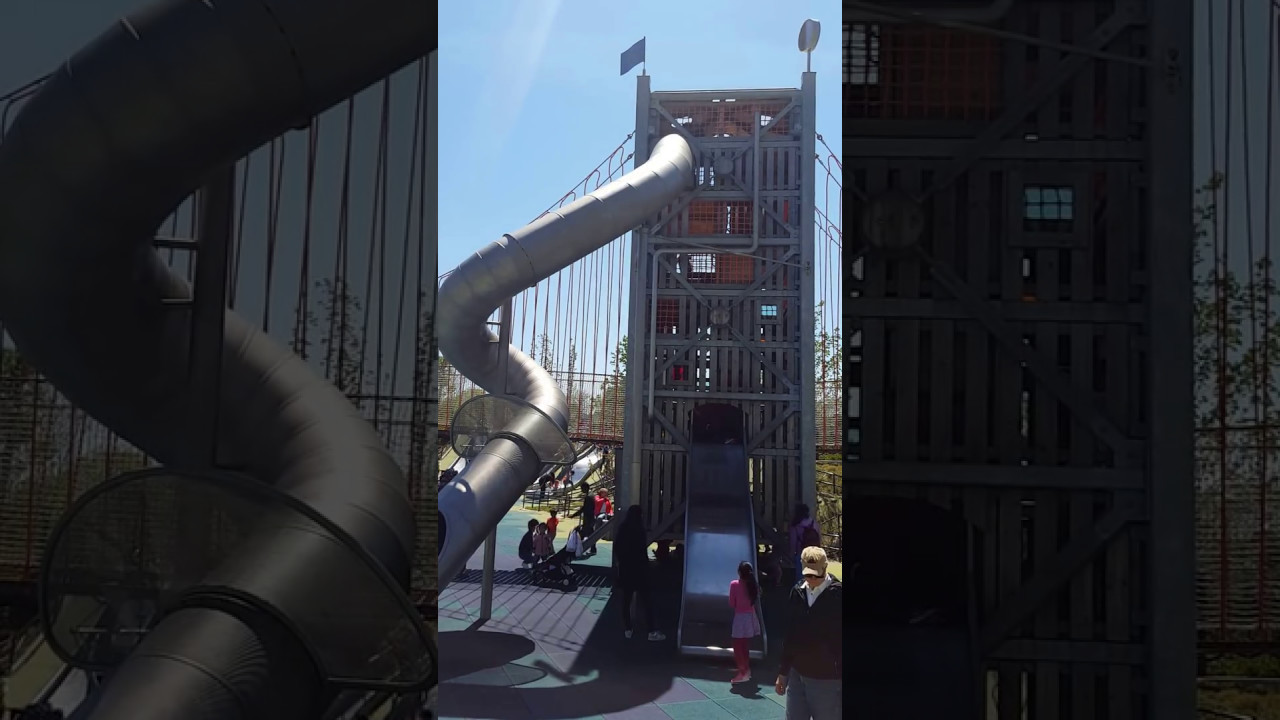 Video thumbnail for My boyfriend goes down the slide at the Play Garden at Grant Park in Chicago