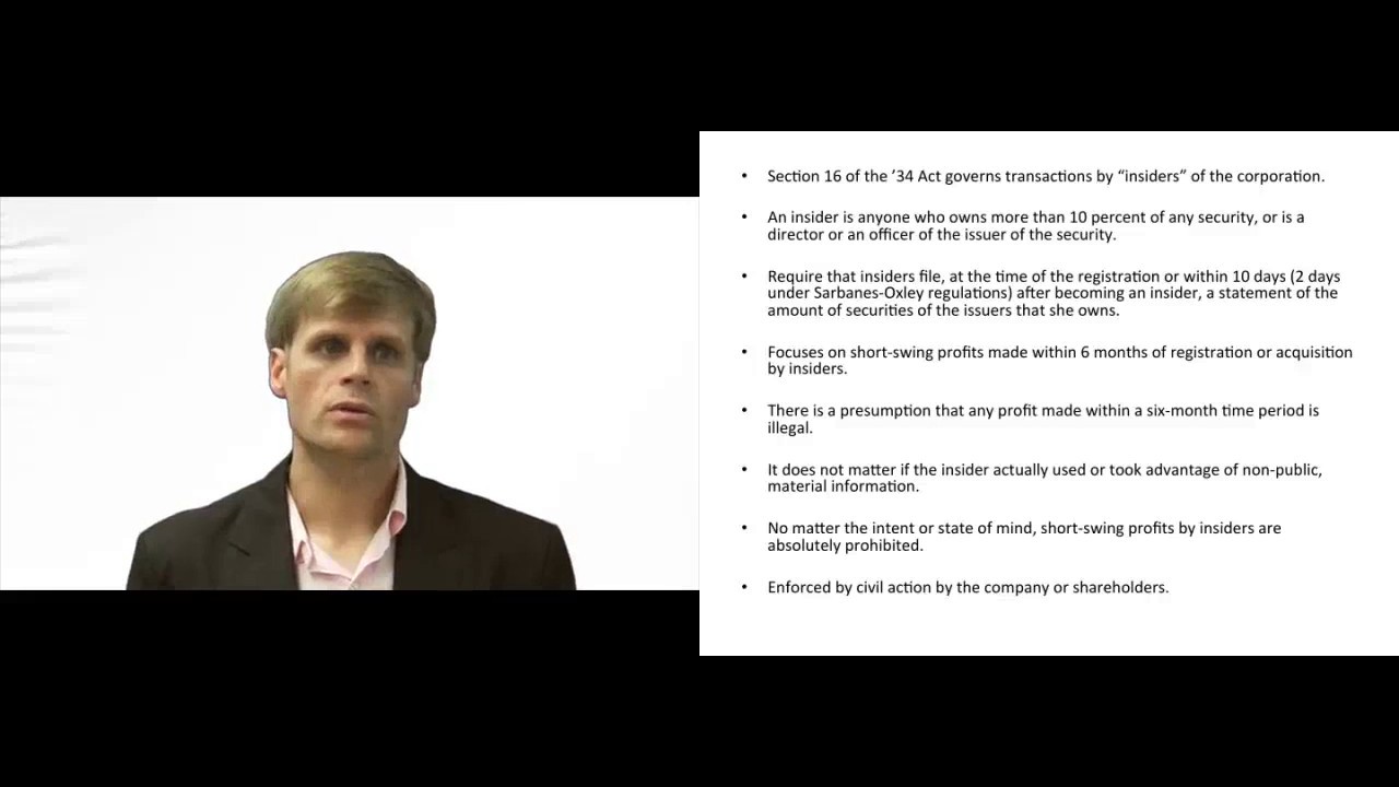 'Video thumbnail for Insider Trading Under Section 16 of the 1934 Act'