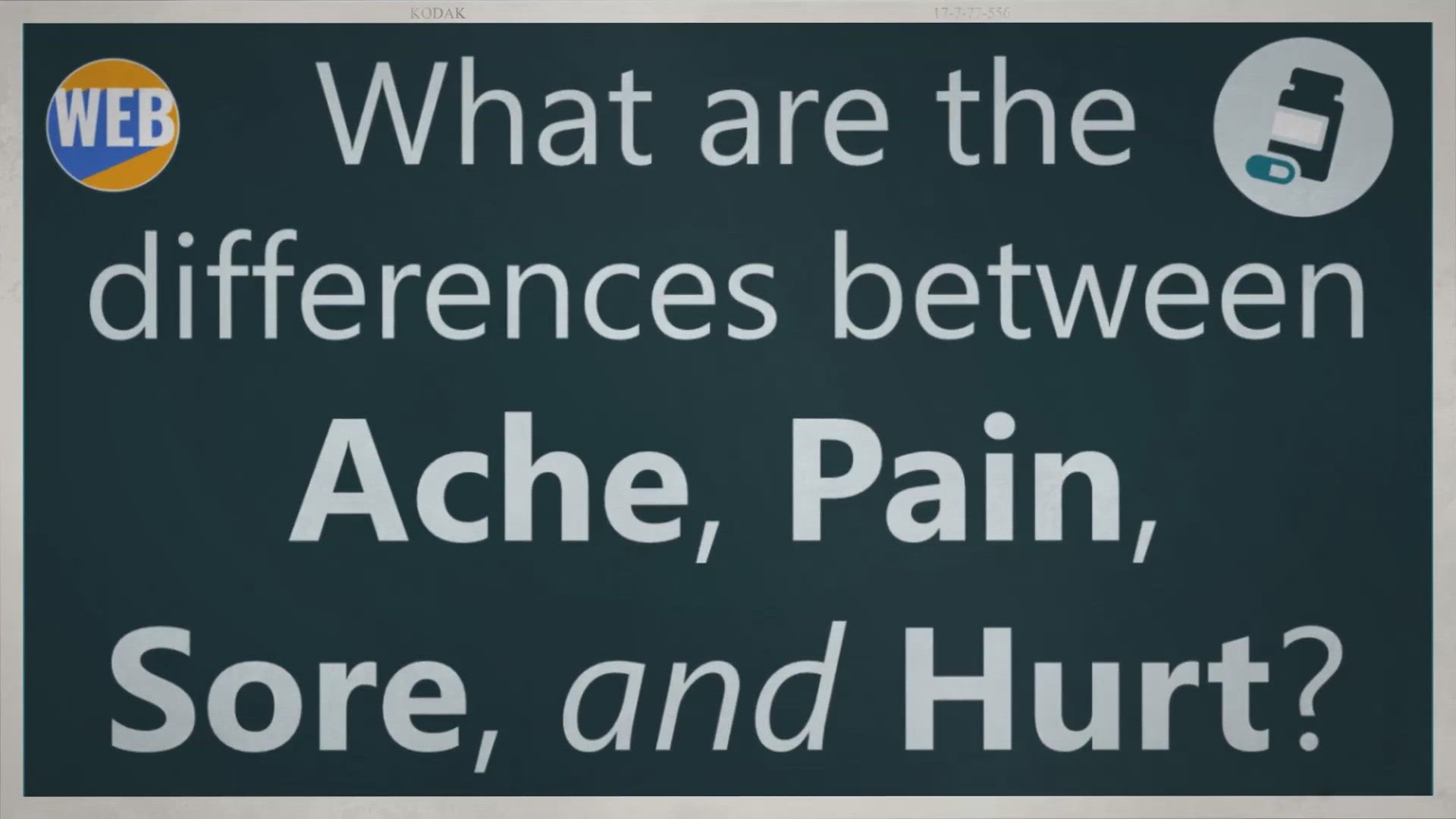 'Video thumbnail for Difference Between Ache, Pain, Sore, And Hurt (Real examples)'