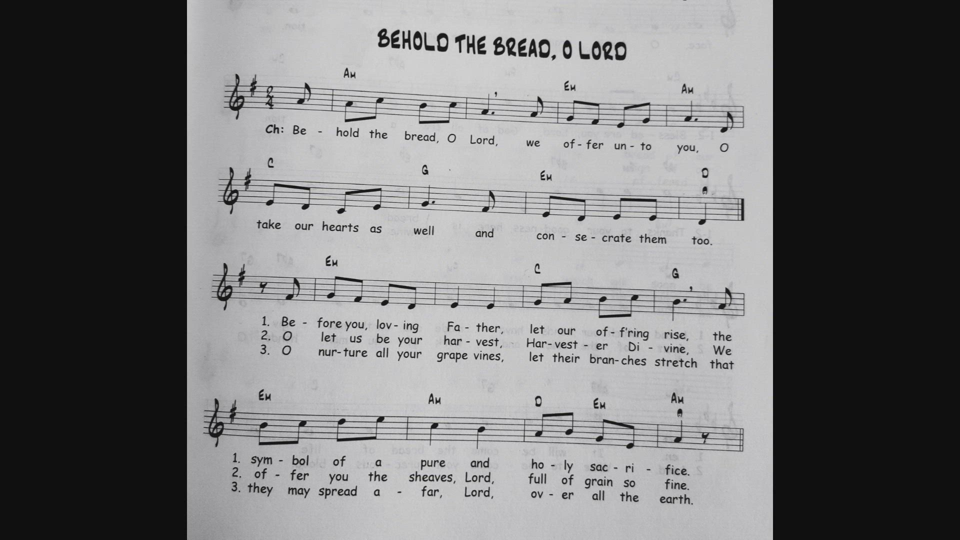 'Video thumbnail for Behold The Bread O Lord - Catholic Mass Song Sheet Music'