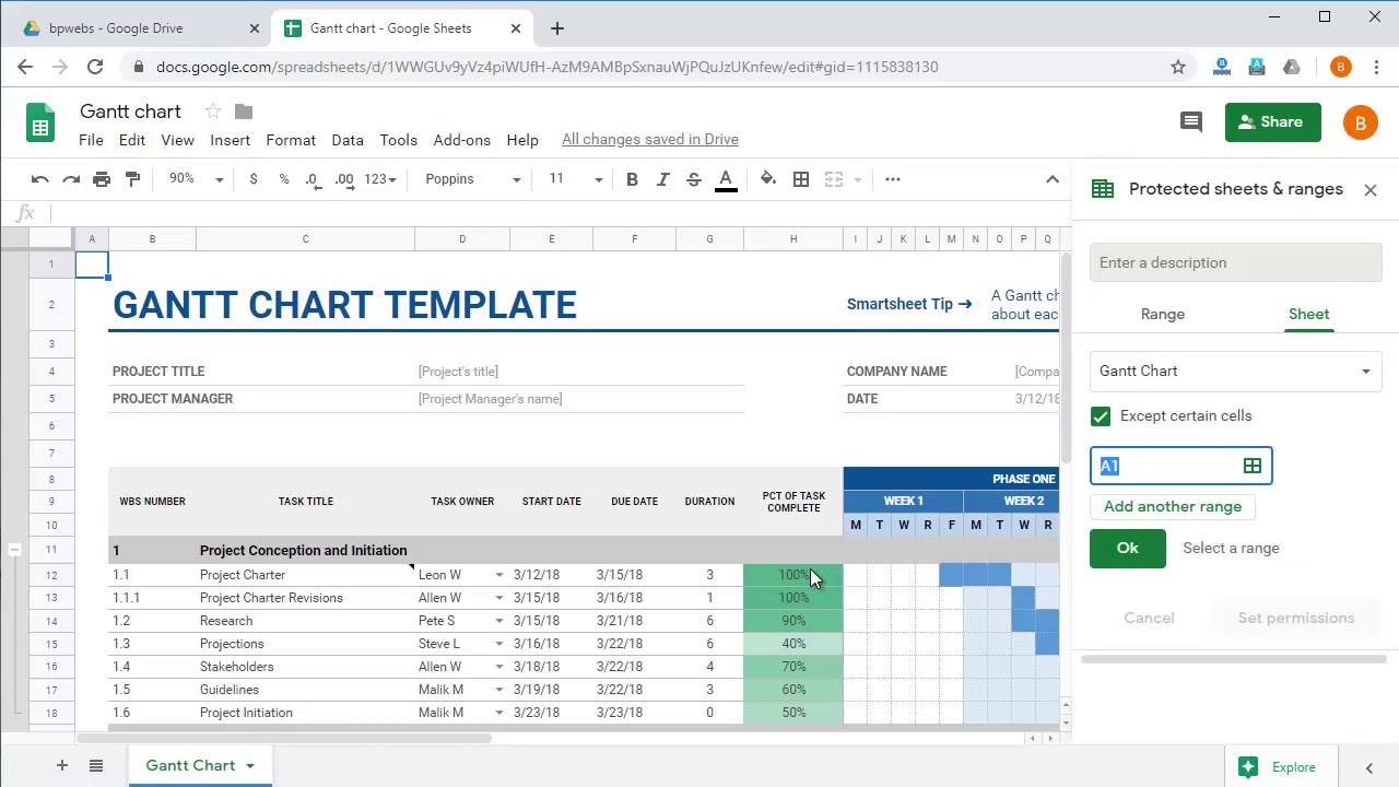 'Video thumbnail for Google Sheets for Project Management - Lock critical content'