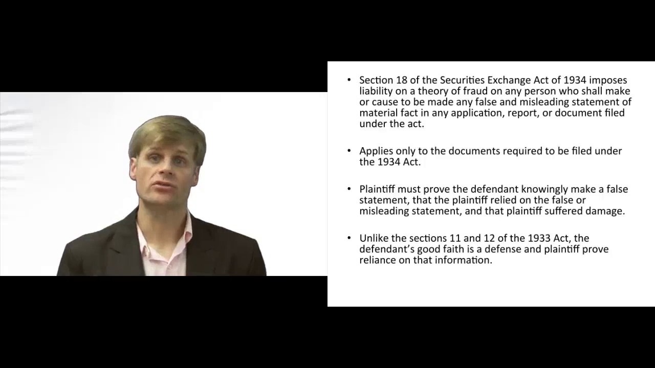 'Video thumbnail for Liability Under Section 18 of the 1934 Act'